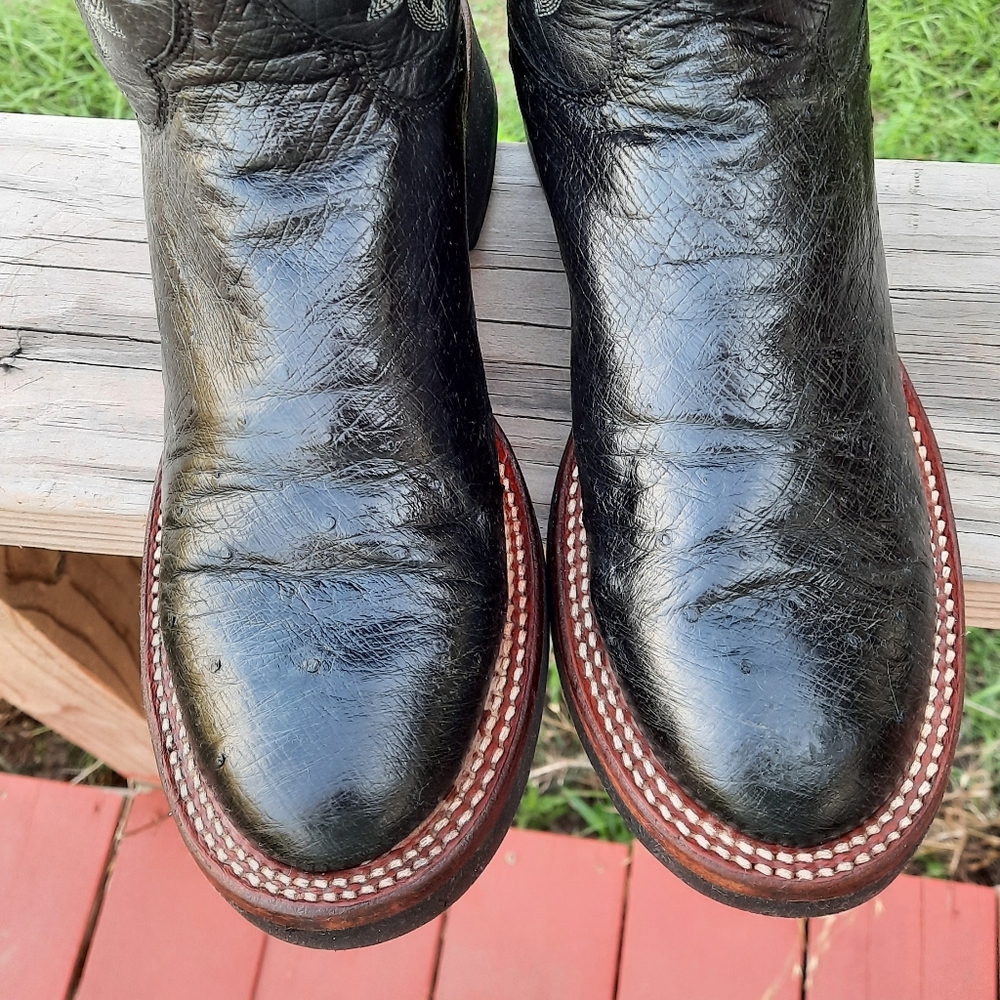 Justin Boots Black Cowboy & Western Boots Men's size 8 B or Women's size 10 - Picture 4 of 7